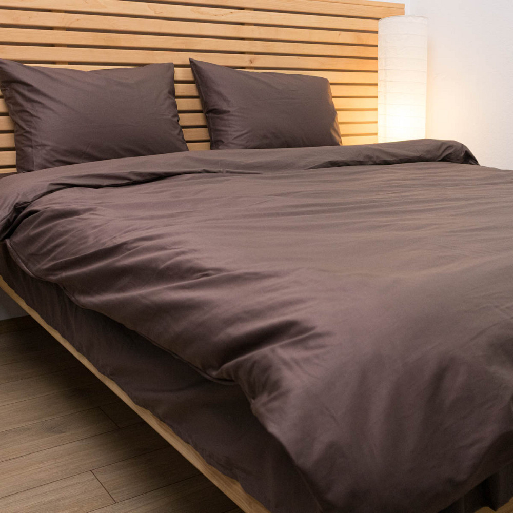 Евро комплект постельного белья Сатин Гладкий 135 г/м2 YouStar (Шоколад) 2 х 70х70 Сумы - изображение 8