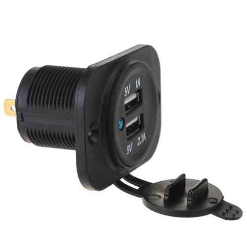 Встраиваемый адаптер в прикуриватель авто, 2x USB 5В, зарядное устройство 1A+2.1A Киев