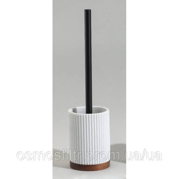 Гарнітур для WС Axentia Athena полігума біла,ручка нерж мат чорна, акація Ø 9,4 Н 37,8 (136377) Київ - фото 1