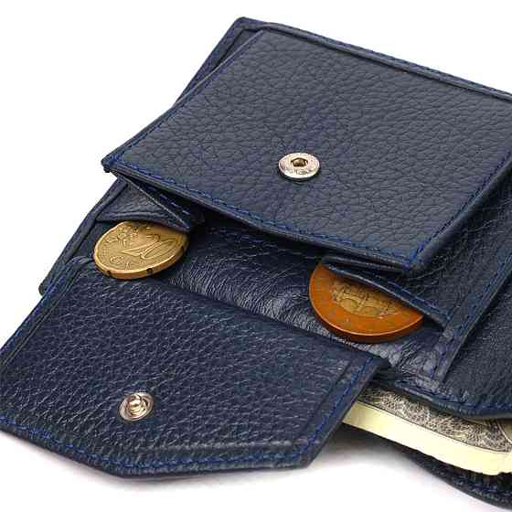 Горизонтальное мужское портмоне из натуральной зернистой кожи CANPELLINI 21776 Синее Киев