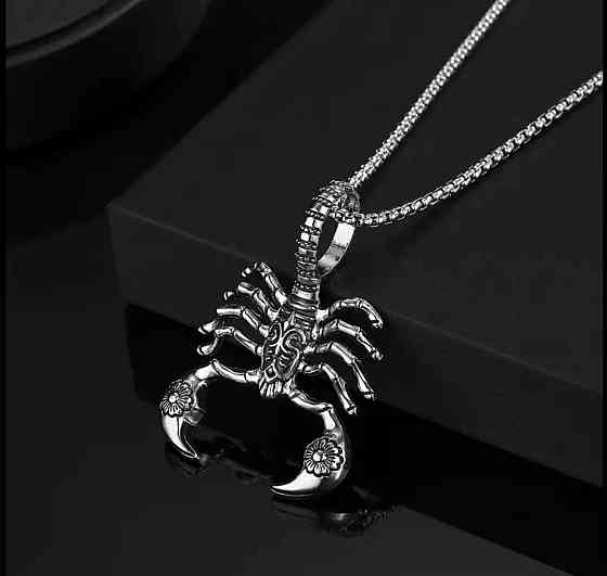 Подвеска Скорпион с цепочкой — серебряный мужской кулон, оберег Киев