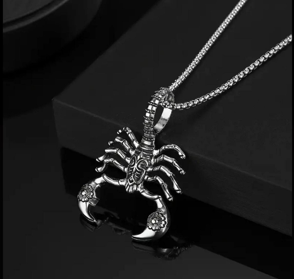 Подвеска Скорпион с цепочкой — серебряный мужской кулон, оберег Киев - изображение 1