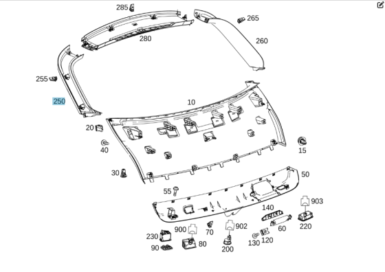 Mercedes-Benz  A2927400171 9051 Облицювання рамки скла дверей багажного відділення зліва GLE Coupe C292 Одеса