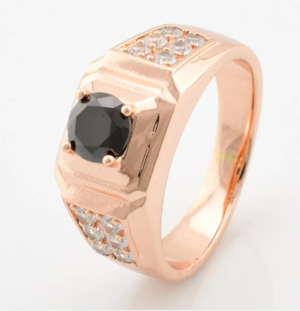 Печатка Xuping 11270 черные фианиты, позолота РО, ширина 10 мм, размер 19, вес 7,0 г, мужская Киев