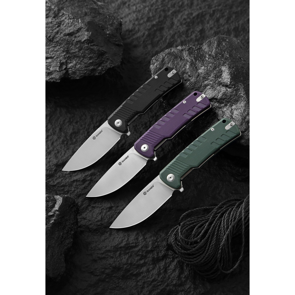 Ніж складаний туристичний Ganzo G769 (9 см) D2 / G10 фіолетовий Киев - изображение 17