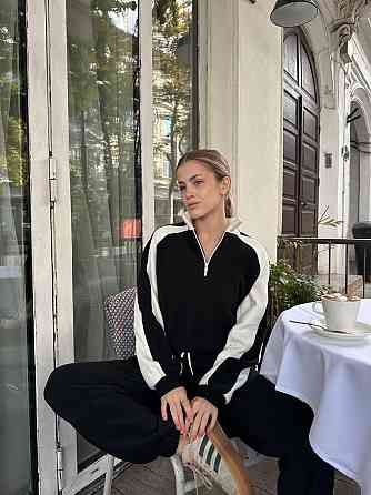 Жіночий стильний теплий костюм з двостороннього флісу. Чорний, 46/48 Одеса