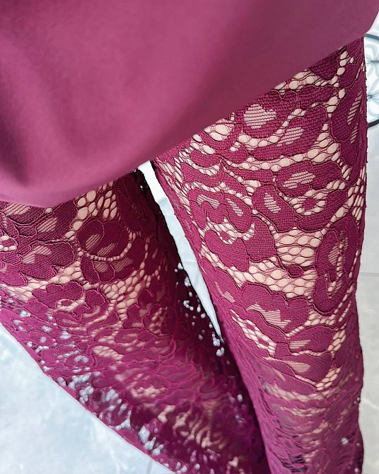 Женский романтичный и одновременно стильный костюм двойка: футболка и штаны софт + турецкий гипюр 42/46, Марсал Одесса - изображение 5