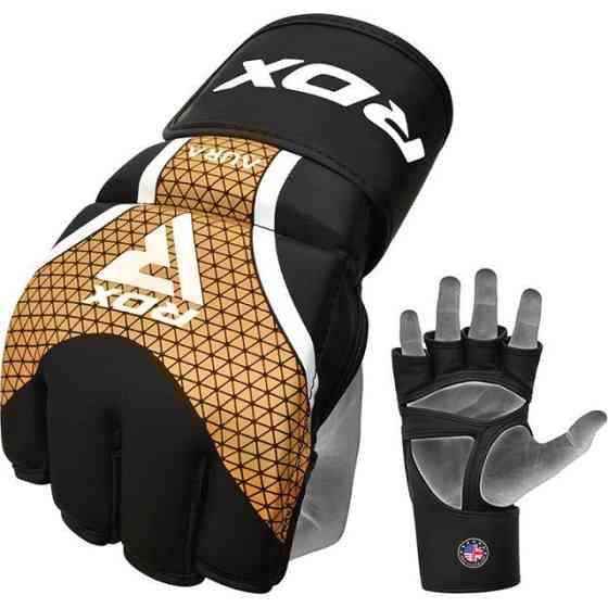 Рукавиці для ММА RDX AURA PLUS T-17 Black Golden L (капа у комплекті) Каменское