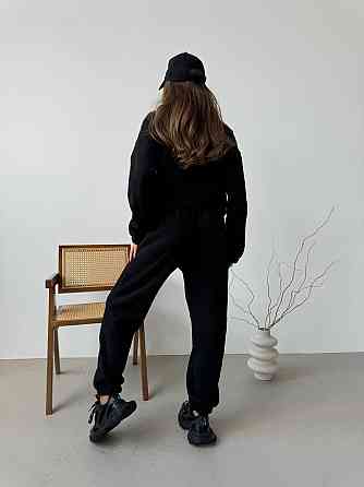 Женский повседневный костюм из плотного флиса полар. Черный, 46/48 Одесса