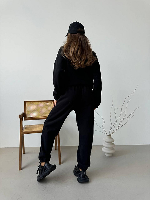 Женский повседневный костюм из плотного флиса полар. Черный, 46/48 Одесса - изображение 4