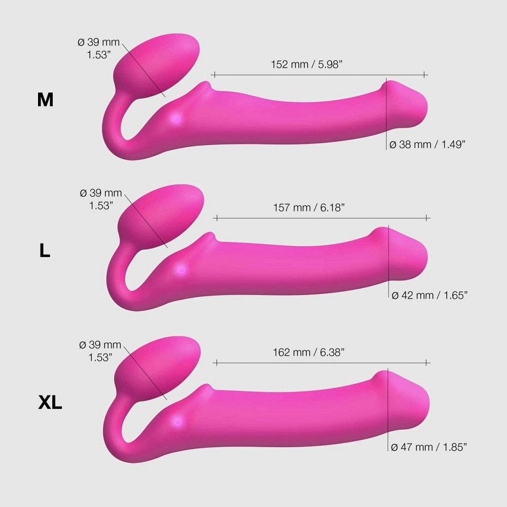 Безремінний страпон з вібрацією Strap-On-Me Vibrating Fuchsia L, діаметр 3,7см, пульт ДК, регульований Sex Aura Київ - фото 5