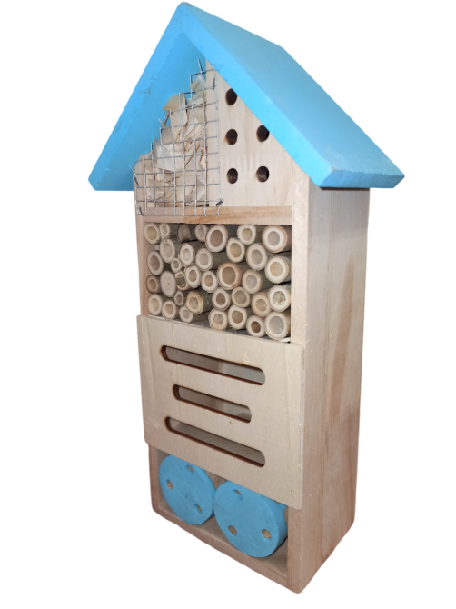Дерев'яний будиночок для комах, бджіл та мурах 20х12,2х12,2 см з підвісним кріпленням Німеччина блакитний Київ - фото 4