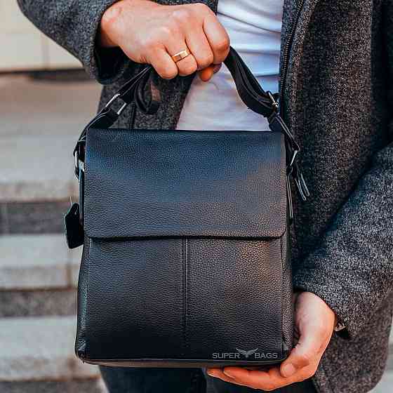 Мужская черная кожаная сумка-мессенджер Tiding Bag 75-5271 Каменское