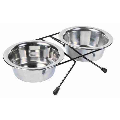 Миски Trixie для собак, на подставке, металлические, 12 см, 2х450 мл Киев