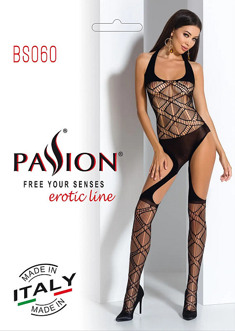 Бодістокінг BS060 Black Passion, з геометричним малюнком, чорний, S/L Sex Aura Київ - фото 4