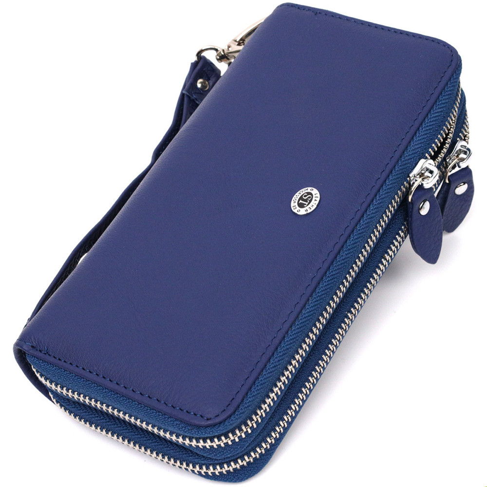 Жіночий гаманець клатч з натуральної шкіри для карток та купюр ST Leather 19431 Синій Київ - фото 19