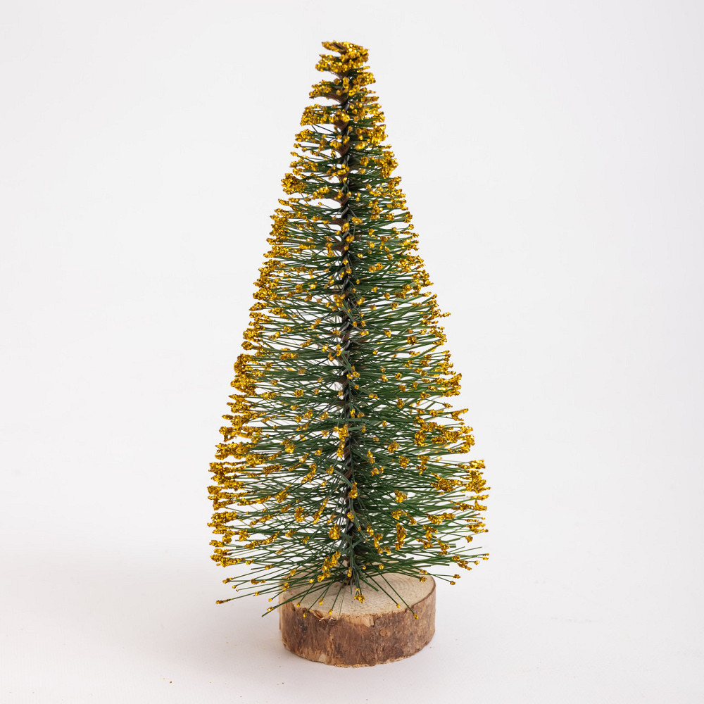 Новорічна настільна ялинка золота Стріла 25 см на дерев'яній підставці SOK-М-12-4 Коломия - фото 2