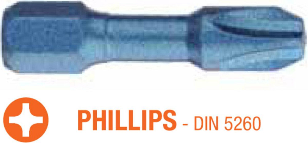 Насадка викруткова ударна USH Blue Shock : Phillips PH3 x 30 мм Torsion, Уп. 5 шт. Одесса - изображение 1