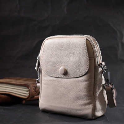 Сумка Vintage Женская небольшая вертикальная на два отделения из натуральной кожи Белая (22401) Винница - изображение 10