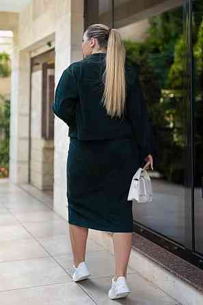 Женский стильный костюм двойка: жакет и юбка микровельвет Бутылка, 52 Одесса