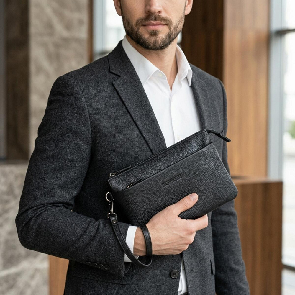 Мужской кожаный клатч для карт купюр и документов CANPELLINI 21557 Черный Киев - изображение 20