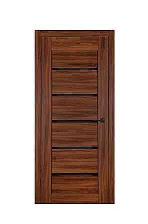 Дверь Реликт Лайн 30 Орех + Черное стекло 70*200 см Стильные двери для квартиры Двери со стеклом Киев