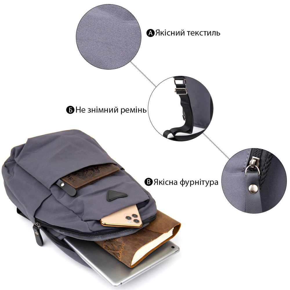 Сумка через плече нейлон Сіра (Vintage) Київ - фото 9