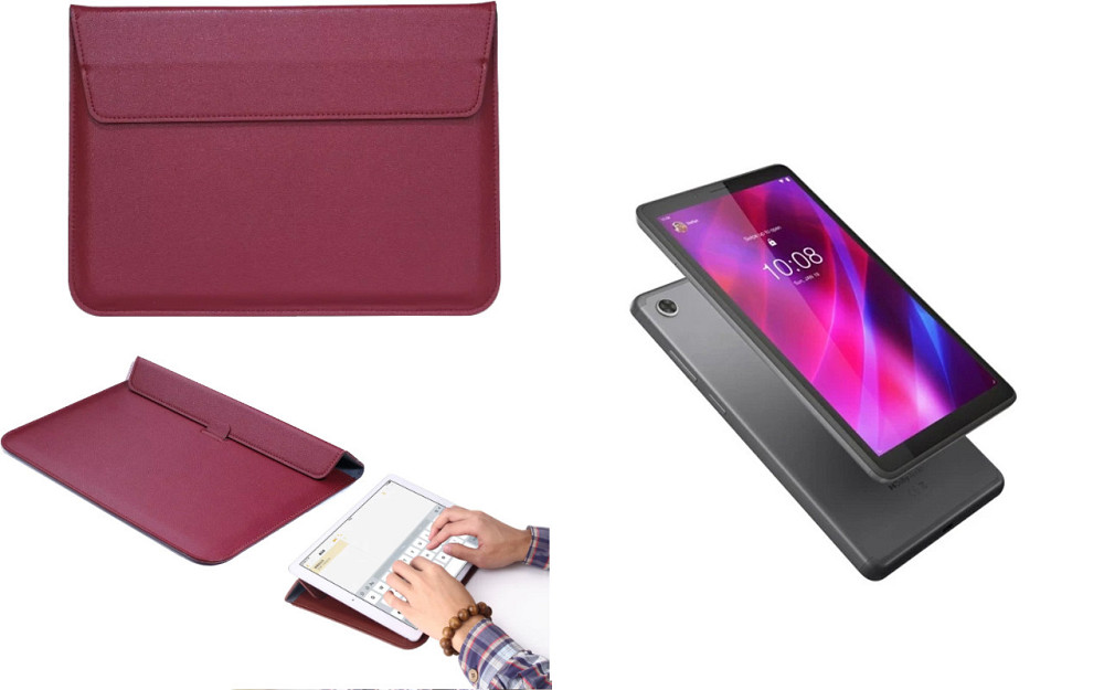 Чехол-конверт VitoCase для Lenovo Tab M7 (3rd Gen), с функцией подставки для планшета Бордовый Киев - изображение 1
