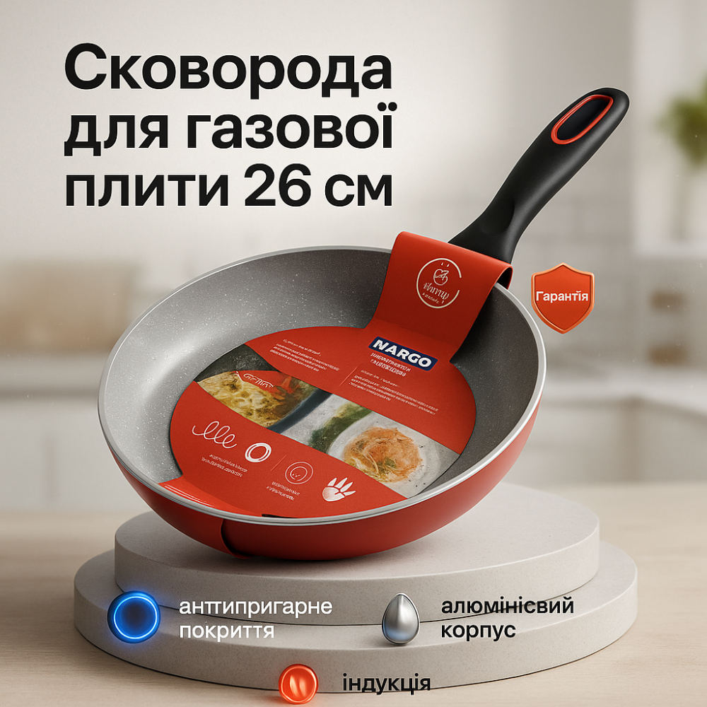 Сковорода з легкого алюмінію MG-1178 26 см, Сковорода для приготування для кухаря VB-67 Львів - фото 16