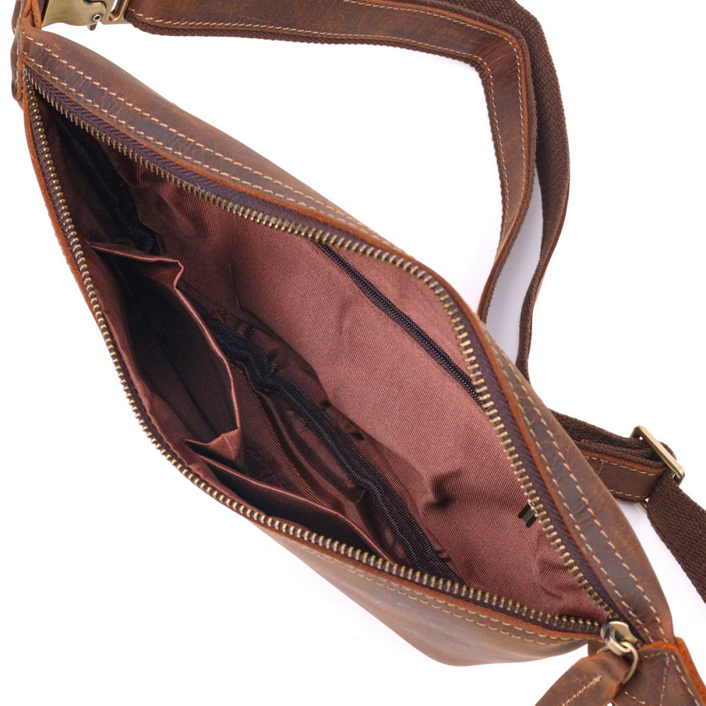Вінтажна поясна сумка з натуральної шкіри 21294 Vintage Коричнева Київ - фото 5