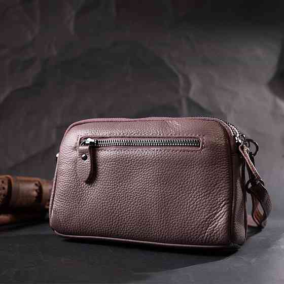 Сумка жіноча цікавого кольору на два відділення з натуральної шкіри Vintage 22279 Фіолетова Київ