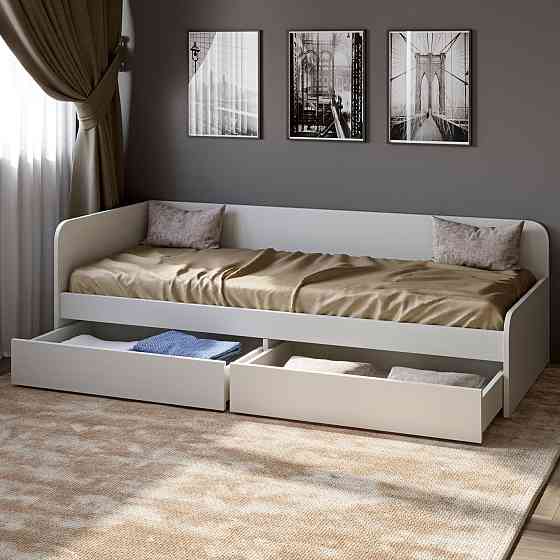 Односпальне ліжко з ящиками Еверест Соната-800 80х190 см німфея альба (білий) (DTM-2470) Львів