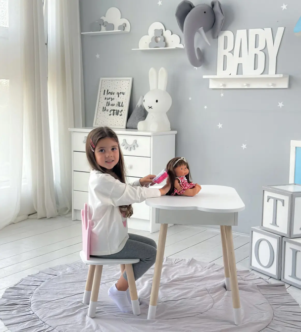 Дитячий стіл Хмара з нішою та стільцем Корона (Білий з рожевим) Вінниця - фото 8