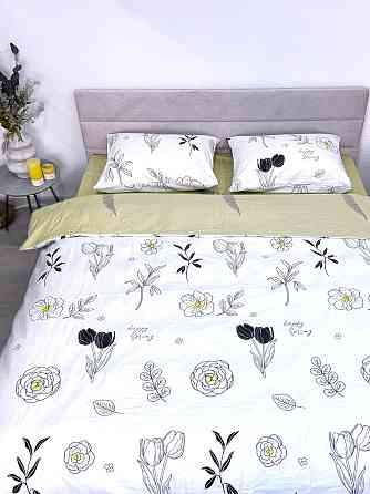 Ecotton Простирадло без резинки Ecotton Євро 220х240 см із сатину зеленого кольору 24303 Коломия