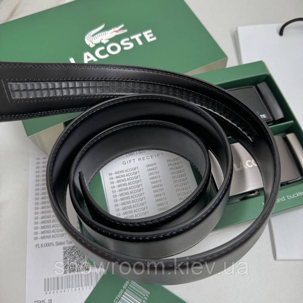 Мужской кожаный ремень с двумя пряжками автомат Lacoste (991) Киев - изображение 5