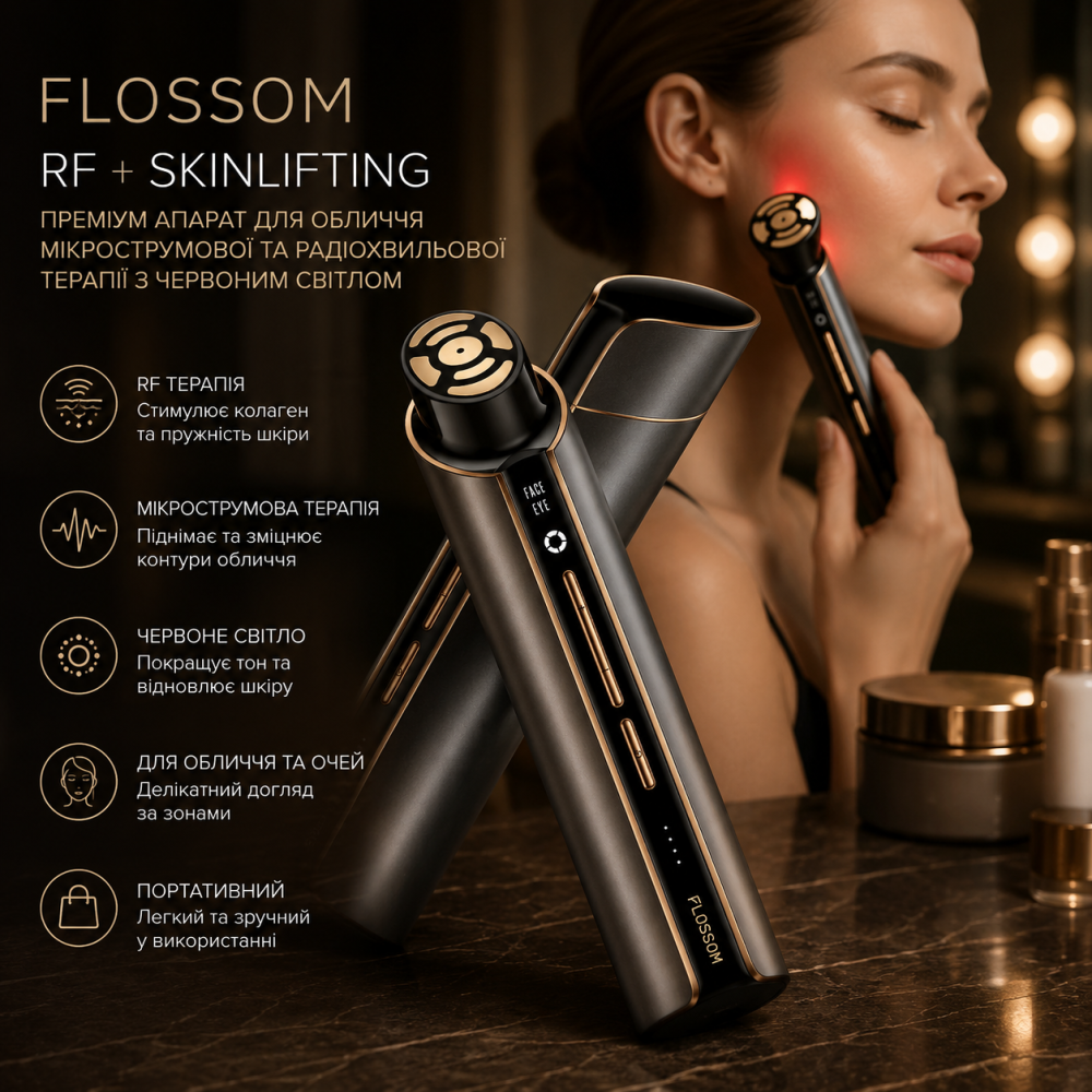 Масажер для обличчя FLOSSOM RF + SkinLifting Преміум апарат мікрострумової та радіохвильової терапії з червоним світлом Київ - фото 11