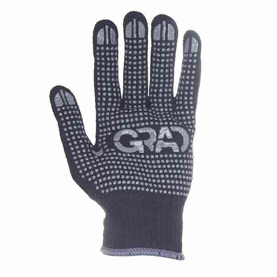 Трикотажные перчатки с ПВХ точкой р10 Лайт (черные) КРАТНО 12 парам GRAD (9442755) Ровно