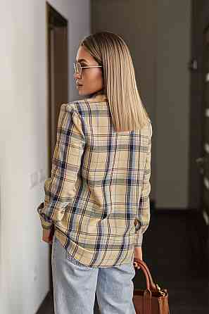 Жіноча сорочка в клітинку оверсайз "Wise" | Норма і батал Жовтий, 42-44 Київ
