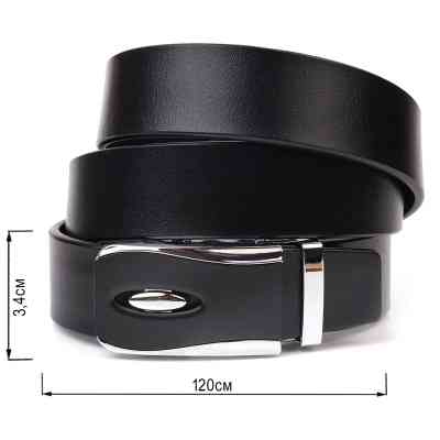 Ремень Vintage С пряжкой автомат из натуральной кожи Черный (21465) Винница