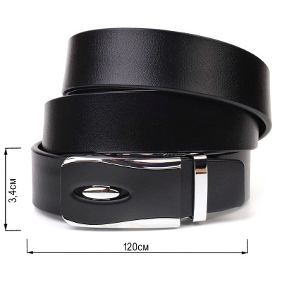 Ремень Vintage С пряжкой автомат из натуральной кожи Черный (21465) Винница - изображение 3