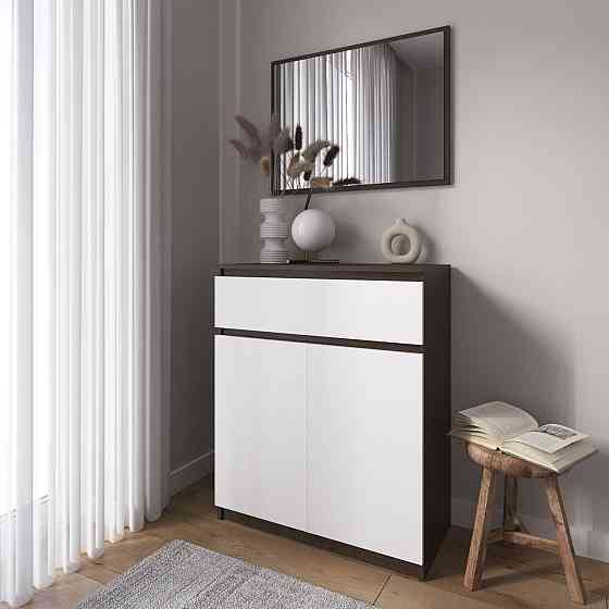 Комод тумба VAYS R-23 Венге Темний-Білий фасад, з шухлядою та відділенням з полицями, без ручок, ЛДСП, 80×40×98 см - для дому, спальні, передпокою Львів