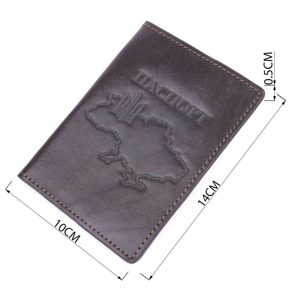 Кожаная обложка на паспорт Карта GRANDE PELLE 16774 Коричневая Киев - изображение 3