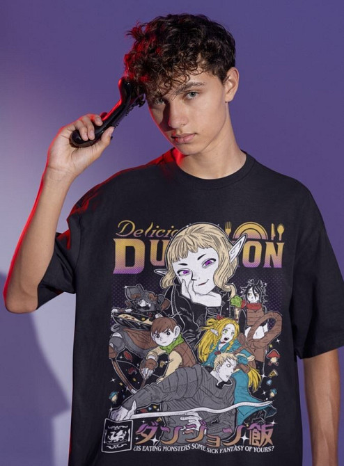 Футболка з аніме принтом Сенсхі Сенсхі Фоод Делікіоус оверсайз (S/M/L) Чорний AnimeJ1148 Дніпро - фото 5