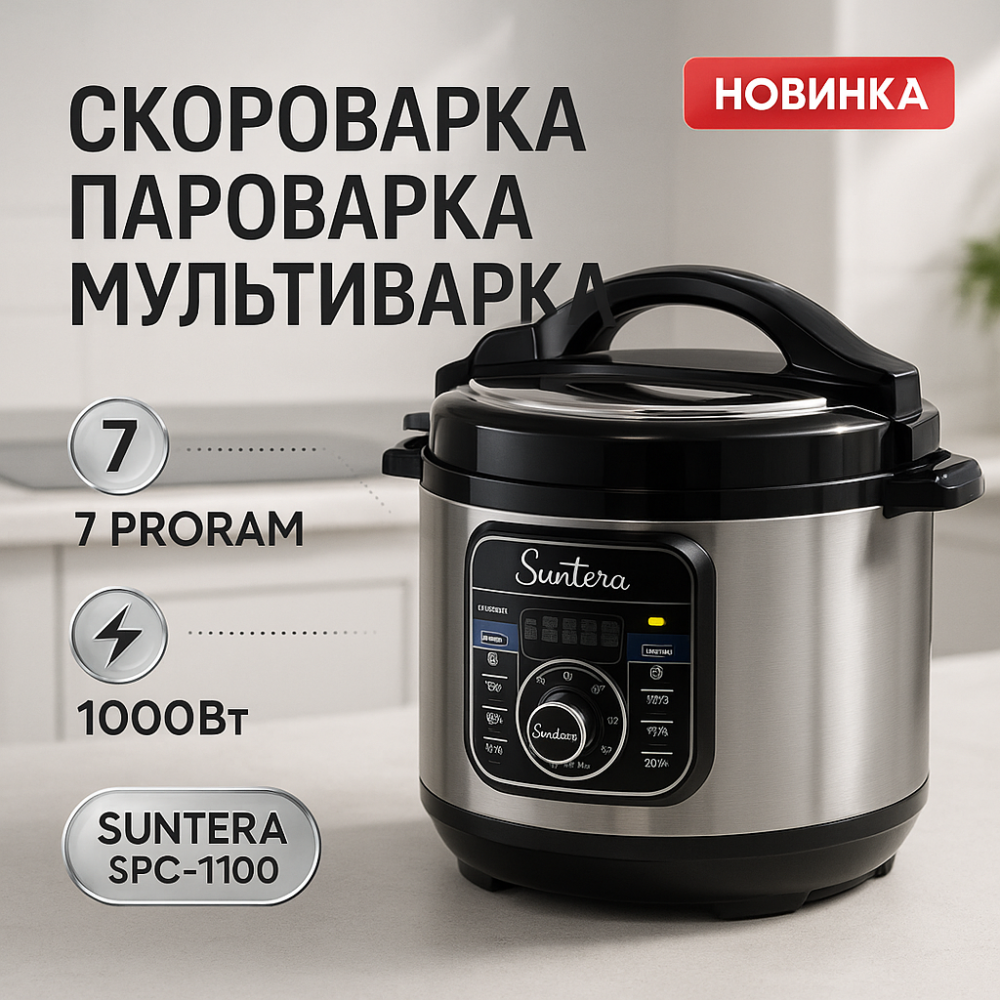 Кашеварки SUNTERA SPC-1100 1000 Вт, Мультиварка для дому якісна мультиварка Практична XK-59 Львів - фото 18