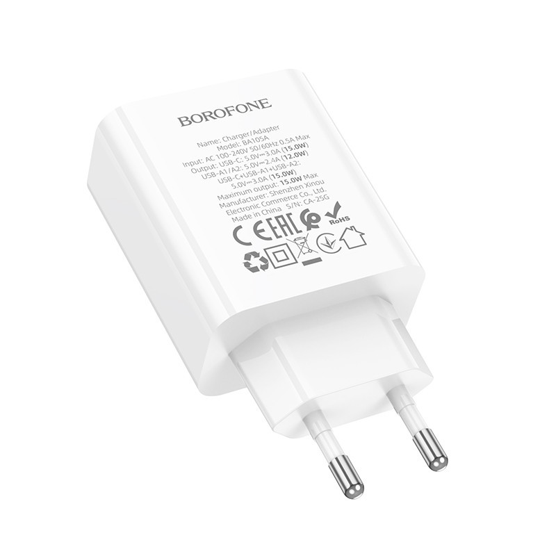 Сетевое зарядное устройство BOROFONE BA105A Stellar three-port charger White Одесса - изображение 7