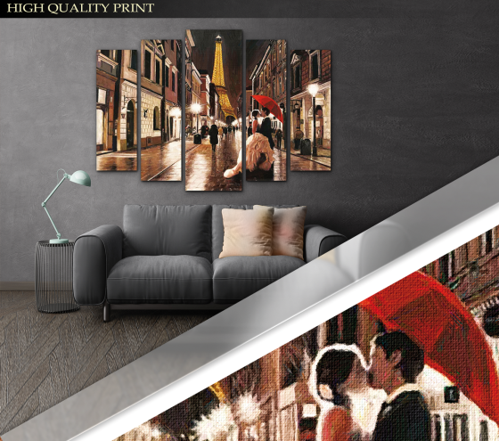 Модульна картина Закохані Місто Париж Art-251_5 ( 80х118см ) Київ