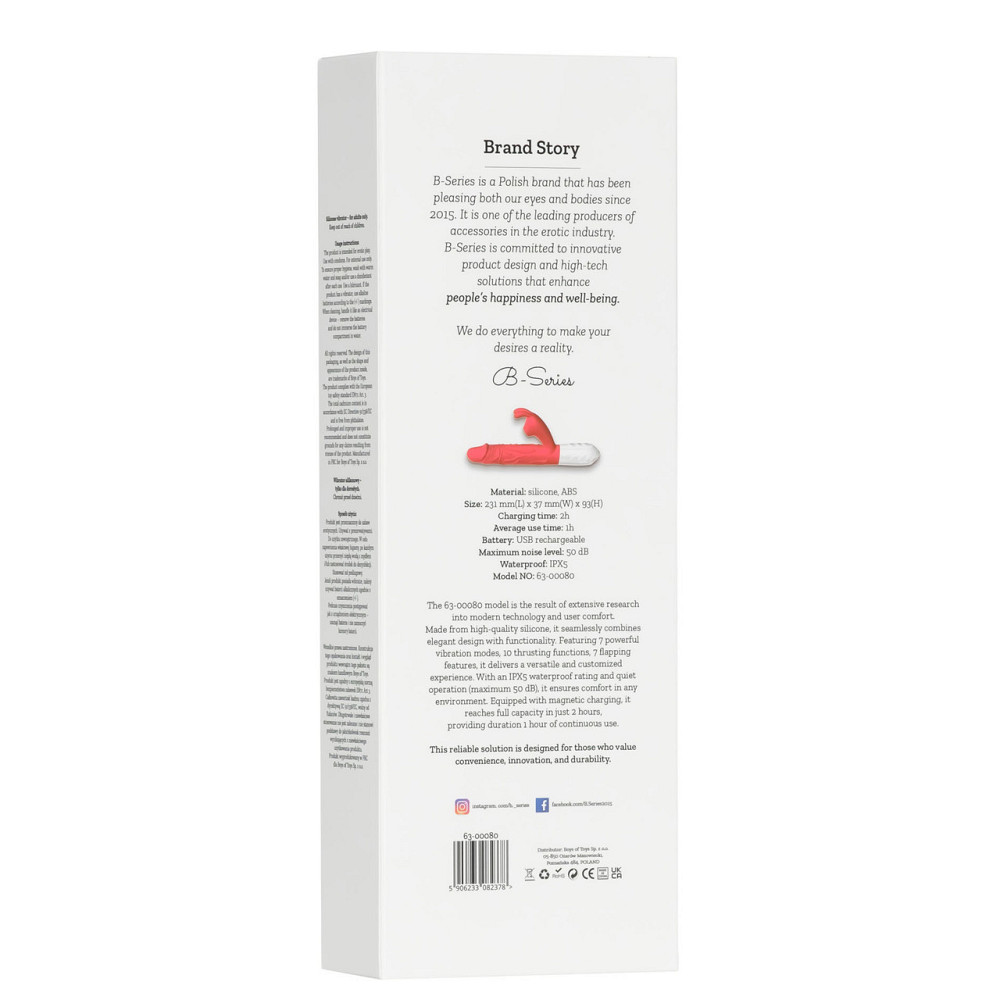 Вібратор B-Series Silicone Vibrator, силіконовий, 10 thrusting and7 Flapping Sex Aura Київ - фото 7