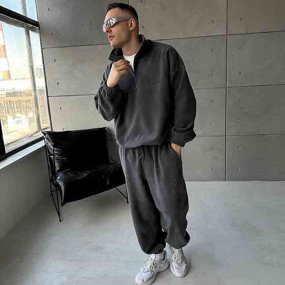 Стильний чоловічий теплий костюм двосторонній щільний фліс Графіт, M Одеса