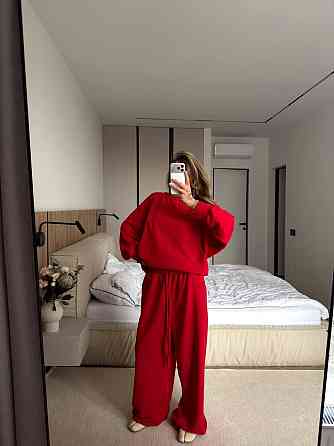 Женский повседневный костюм двойка турецкая петля Красный Одесса