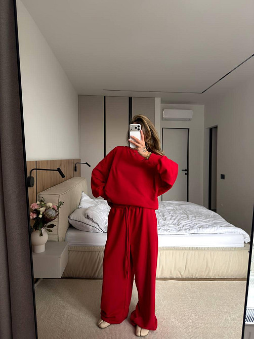 Женский повседневный костюм двойка турецкая петля Красный Одесса - изображение 4